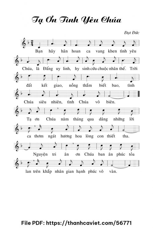 Tạ ơn tình yêu Chúa - Đạt Đức - trang 1