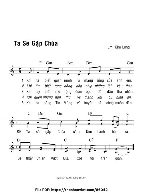 Ta sẽ gặp Chúa - Lm. Kim Long - trang 1