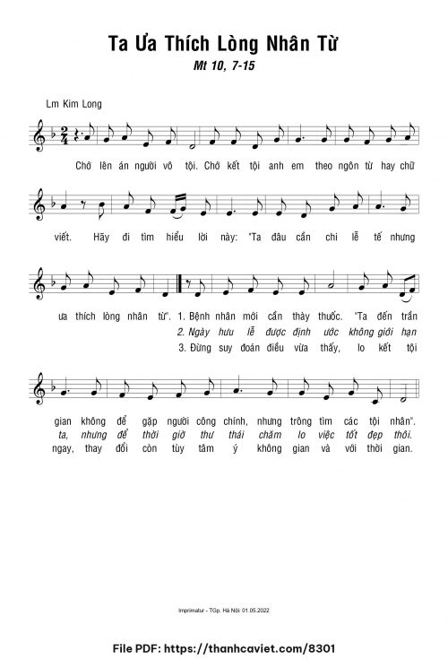 Ta ưa thích lòng nhân từ - Lm. Kim Long - trang 1