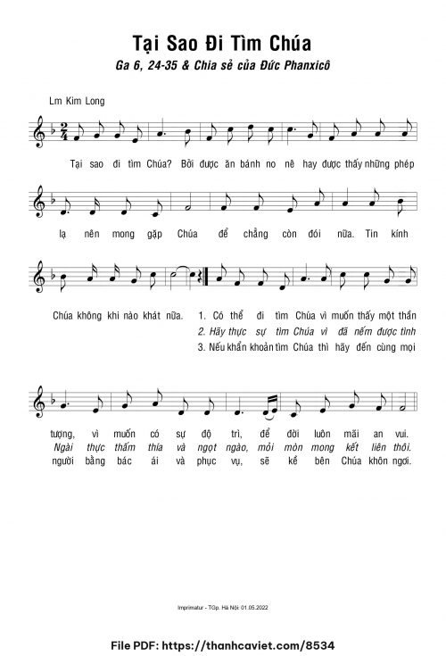 Tại sao đi tìm Chúa - Lm. Kim Long - trang 1