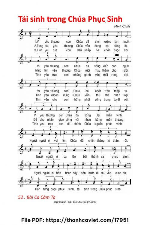 Tái sinh trong Chúa Phục Sinh - Lm. Minh Chiết - trang 1