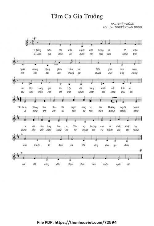 Tâm ca Gia trưởng - Thế Thông - trang 1