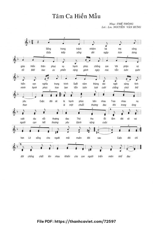 Tâm ca Hiền mẫu - Thế Thông - trang 1