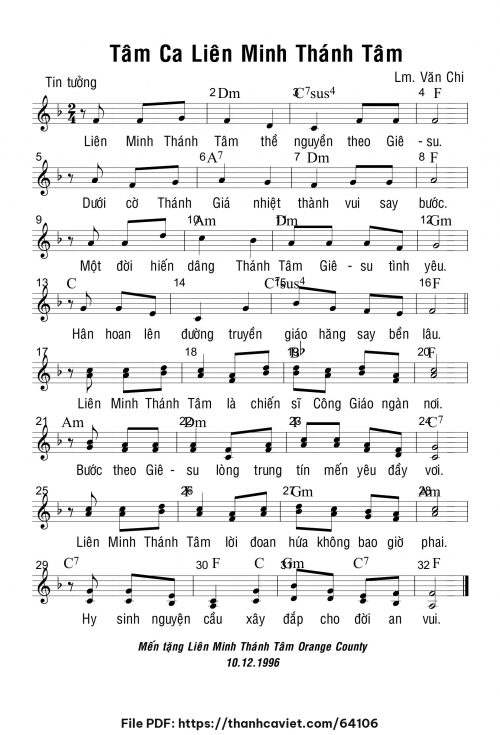Tâm ca Liên minh Thánh Tâm - Lm. Văn Chi - trang 1