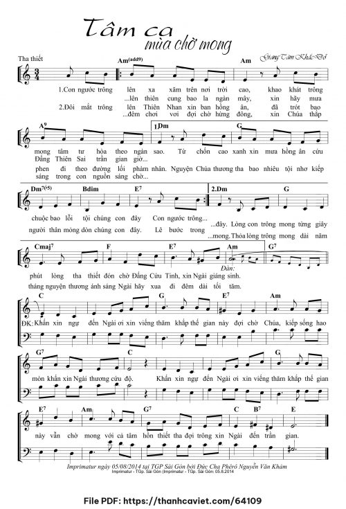 Tâm ca mùa chờ mong - Lm. Giang Tâm - Khắc Đỗ - trang 1