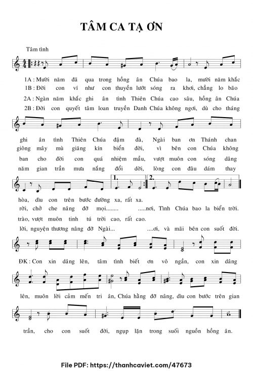 Tâm ca tạ ơn - Lm. Nguyên Lễ - trang 1