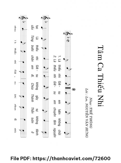 Tâm ca Thiếu nhi - Thế Thông - Lời: Lm. Nguyễn Văn Hưng - trang 1