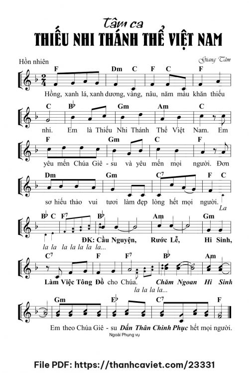 Tâm ca Thiếu Nhi Thánh Thể Việt Nam - Lm. Giang Tâm - trang 1