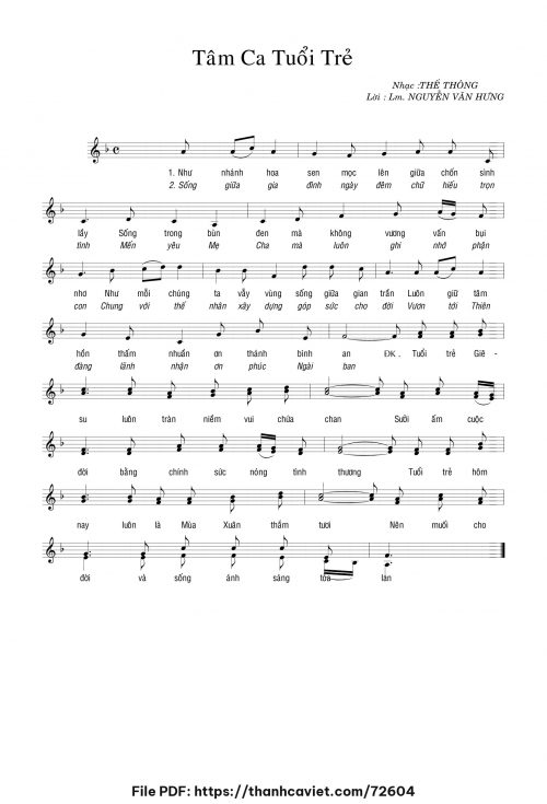 Tâm ca tuổi trẻ - Thế Thông - trang 1