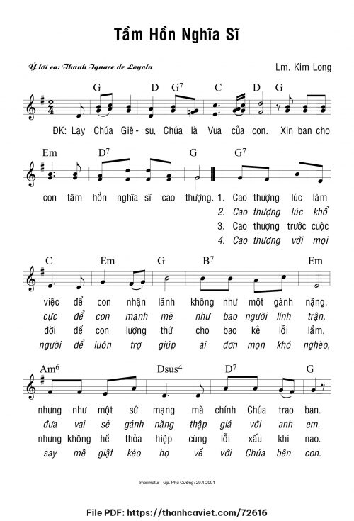 Tâm hồn nghĩa sĩ - Lm. Kim Long - trang 1