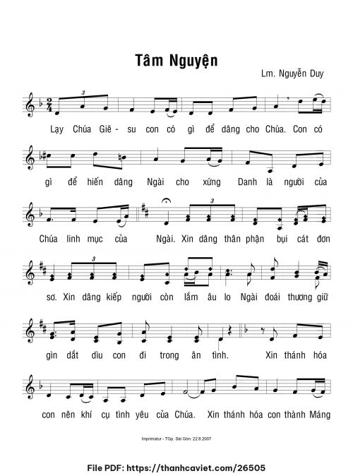 Tâm nguyện - Lm. Nguyễn Duy - trang 1