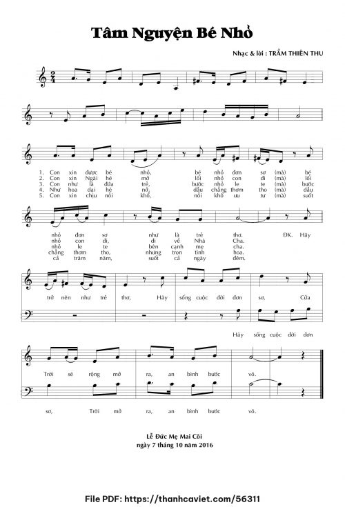 Tâm nguyện bé nhỏ - Trầm Thiên Thu - trang 1