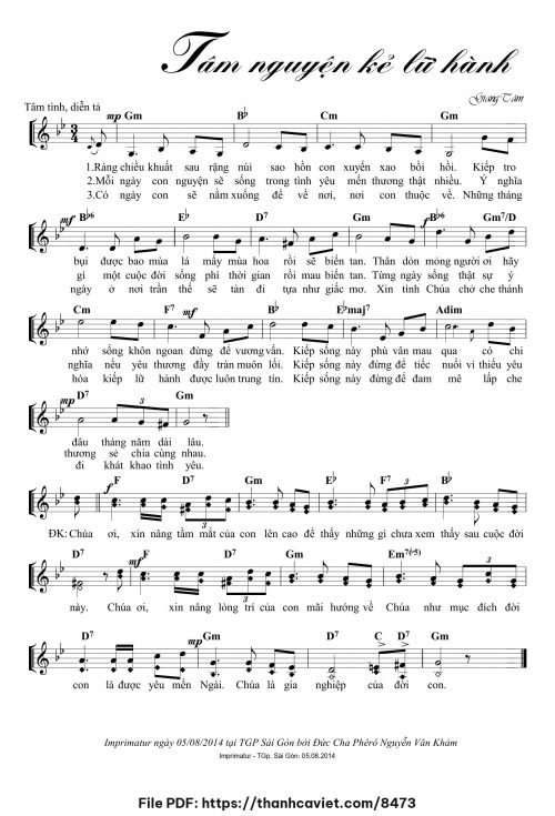 Tâm nguyện kẻ lữ hành - Lm. Giang Tâm - trang 1