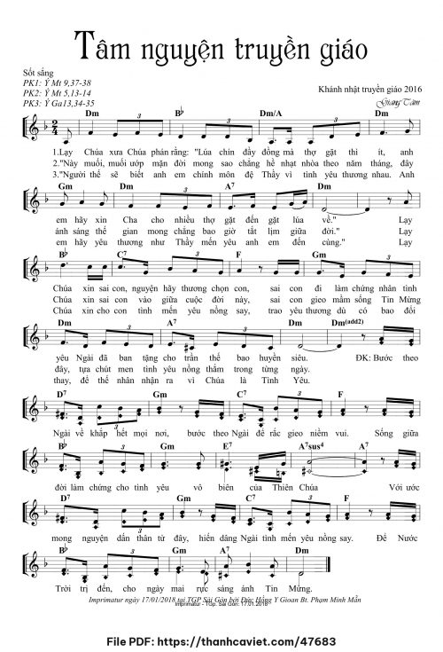 Tâm nguyện Truyền Giáo - Lm. Giang Tâm - trang 1