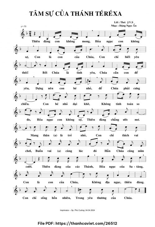 Tâm sự của Thánh Têrêsa - Đặng Ngọc Ẩn - trang 1