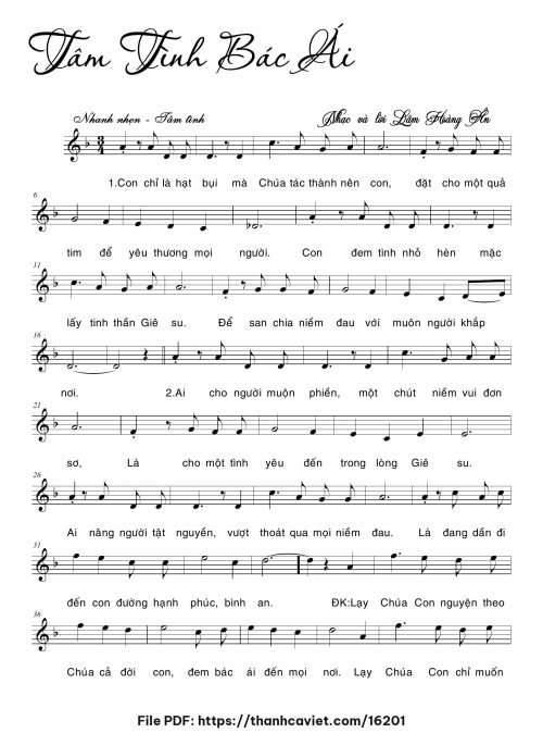 Tâm tình bác ái - Lm. Lâm Hoàng Ân - trang 1