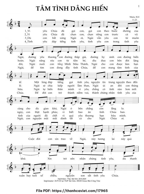 Tâm tình dâng hiến - Sr. Maria, SLE - trang 1