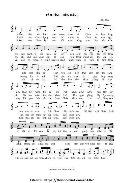 Tâm tình hiến dâng - Sr. Hiền Hòa - trang 1