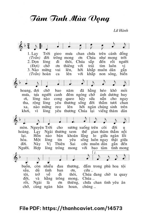 Tâm tình Mùa Vọng - Lữ Hành - trang 1
