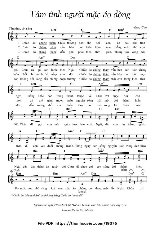 Tâm tình người mặc áo dòng - Lm. Giang Tâm - trang 1