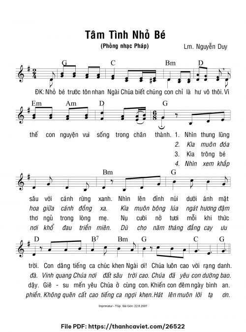 Tâm tình nhỏ bé - Lm. Nguyễn Duy - trang 1