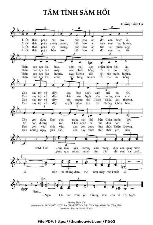 Tâm tình sám hối - Hương Trầm Ca - trang 1