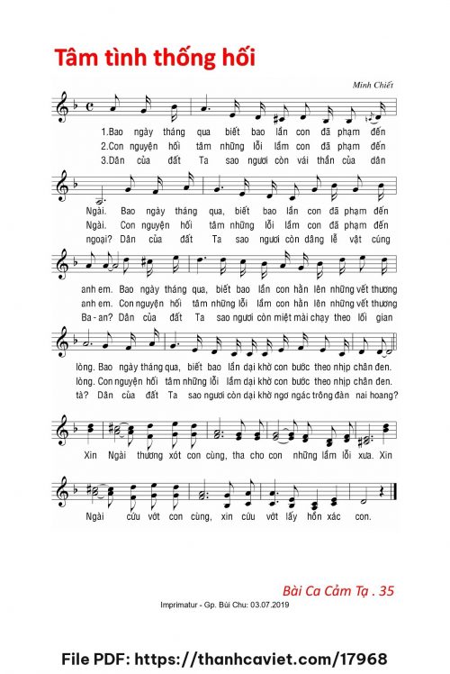 Tâm tình thống hối - Lm. Minh Chiết - trang 1