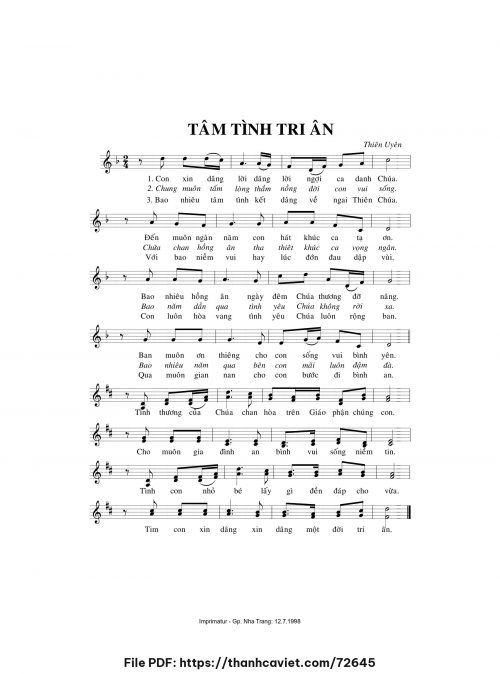Tâm tình tri ân - Sr. Thiên Uyên - trang 1