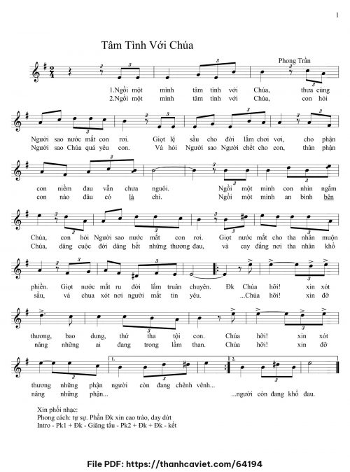 Tâm tình với Chúa - Lm. Phong Trần - trang 1