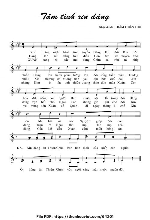 Tâm tình xin dâng - Trầm Thiên Thu - trang 1