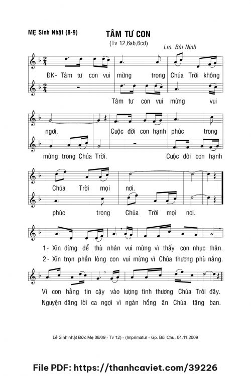 Tâm tư con - Lm. Bùi Ninh - trang 1