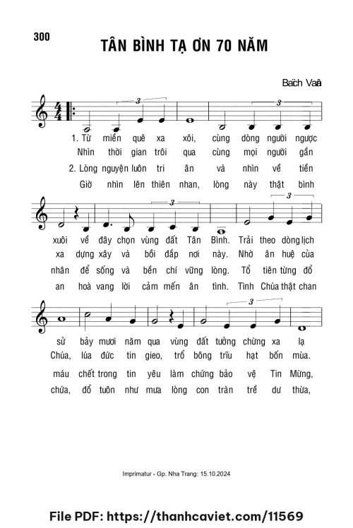 Tân Bình tạ ơn 70 năm - Lm. Bạch Vân - trang 1