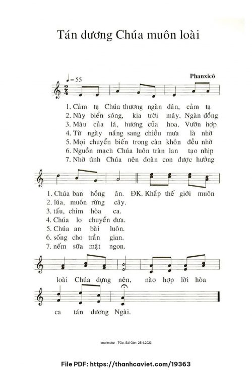 Tán dương Chúa muôn loài - Phanxicô - trang 1