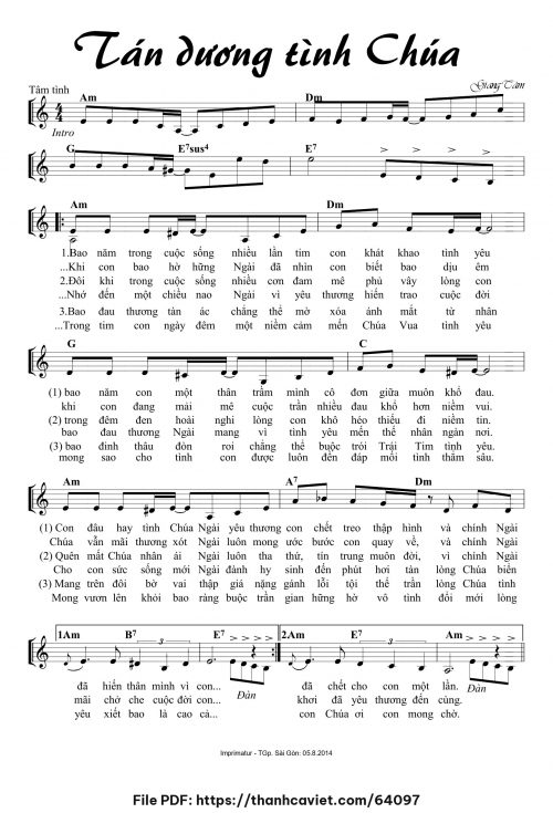 Tán dương tình Chúa - Lm. Giang Tâm - trang 1