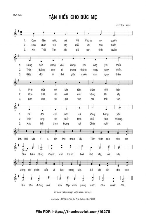 Tận hiến cho Đức Mẹ - Lm. Huyền Linh - trang 1