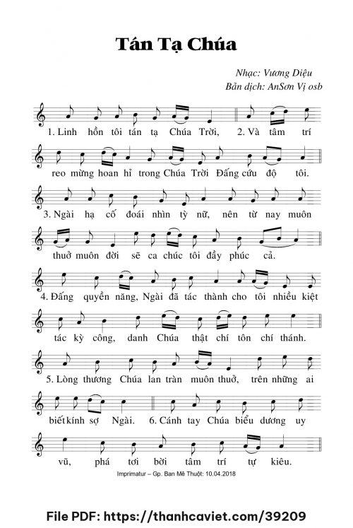 Tán tạ Chúa - Lm. Vương Diệu - trang 1