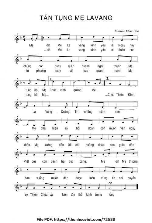Tán tụng Mẹ Lavang - Martino Khúc Tiên - trang 1