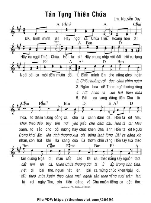 Tán tụng Thiên Chúa - Lm. Nguyễn Duy - trang 1