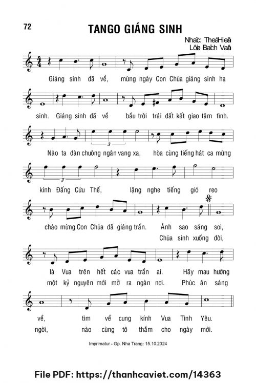 Tango Giáng Sinh - Lm. Bạch Vân - Thể Hiện - trang 1