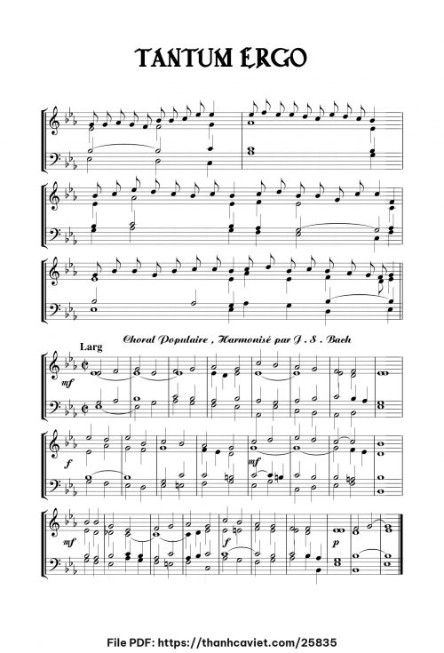 Tantum Ergo – Choral Populaire - J. Bach - trang 1