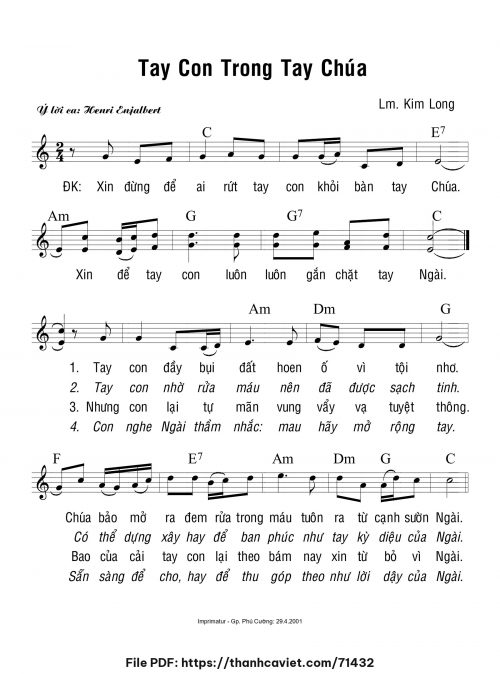 Tay con trong tay Chúa - Lm. Kim Long - trang 1