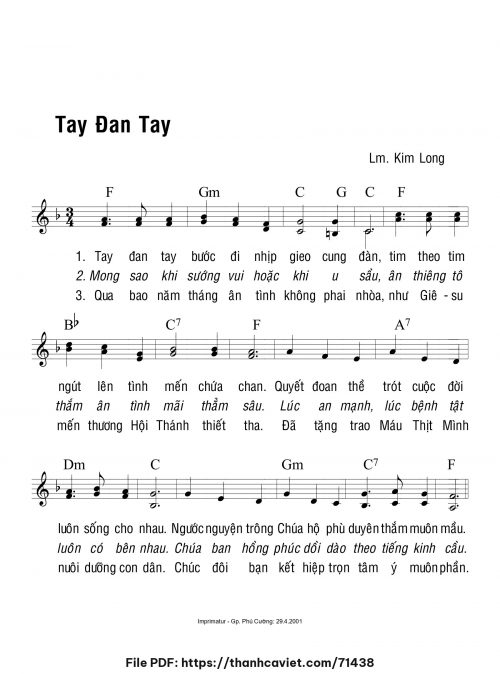 Tay đan tay - Lm. Kim Long - trang 1
