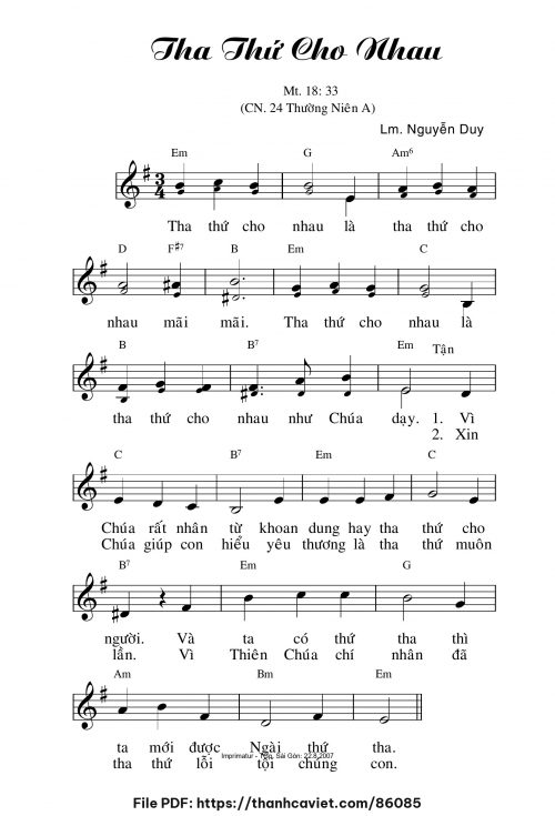Tha thứ cho nhau - Lm. Nguyễn Duy - trang 1