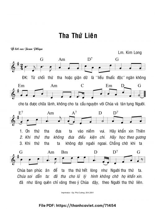 Tha thứ liên - Lm. Kim Long - trang 1