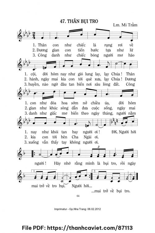 Thân bụi tro - Lm. Mi Trầm - trang 1