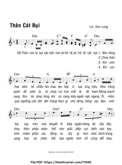 Thân cát bụi - Lm. Kim Long - trang 1