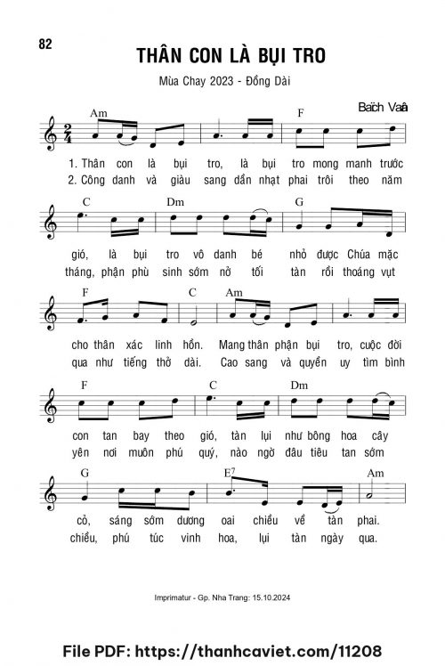 Thân con là bụi tro - Lm. Bạch Vân - trang 1