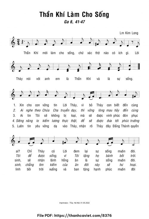 Thần Khí làm cho sống - Lm. Kim Long - trang 1