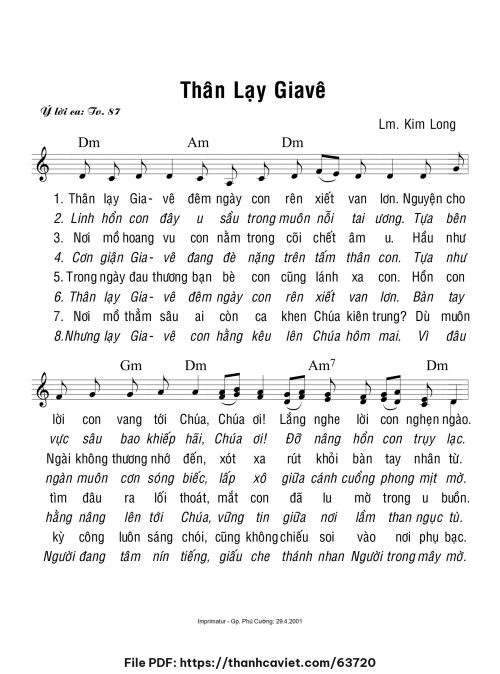 Thân lạy Giavê - Lm. Kim Long - trang 1