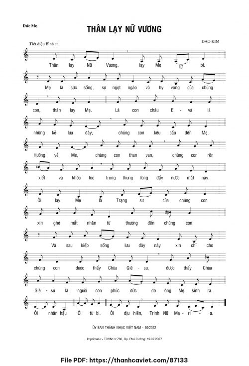 Thân lạy Nữ Vương - Lm. Dao Kim - trang 1